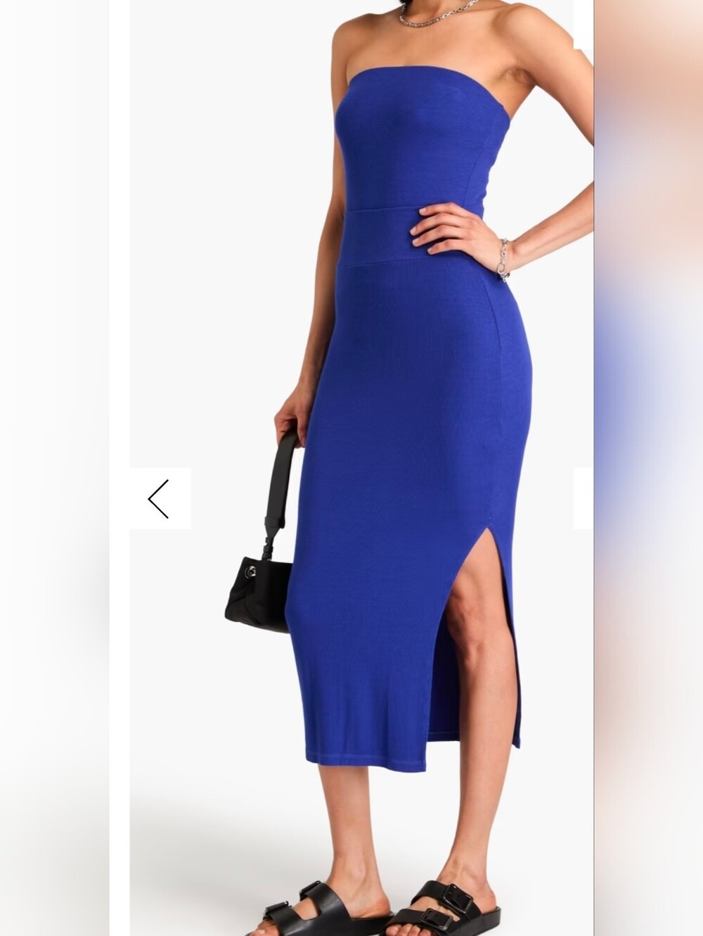 $215 Silk Blend Enza Costa Ribbed Jersey Midi Skirt in Royal Blue - Size M